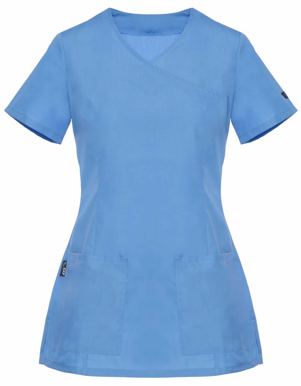 Medizinische Bluse Diana Kurzarm mit Paspel Hellblau - medizinische Damenblusen