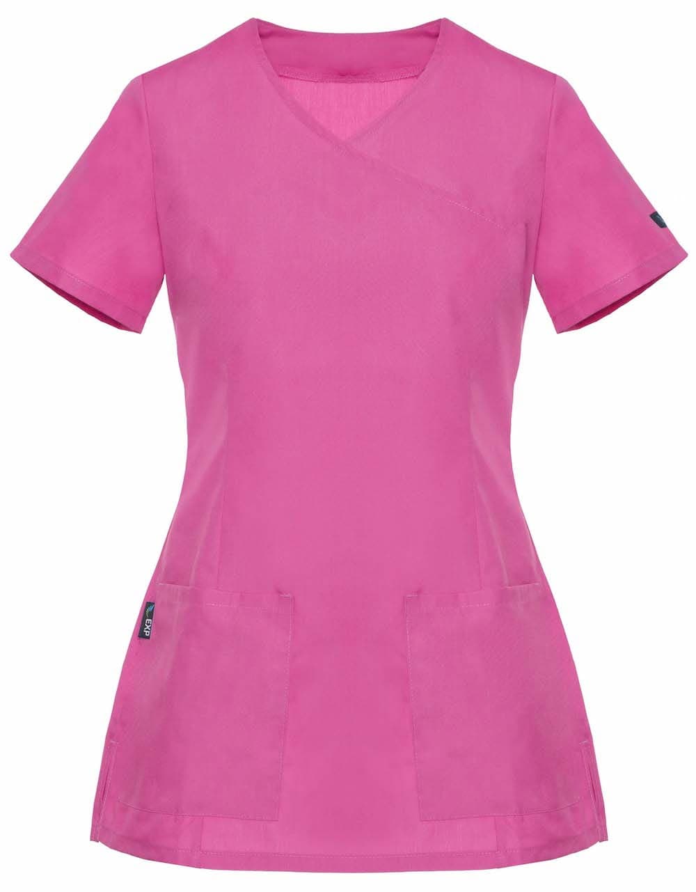 Medizinische Bluse Diana Kurzarm mit Paspel Rosa - medizinische Damenblusen