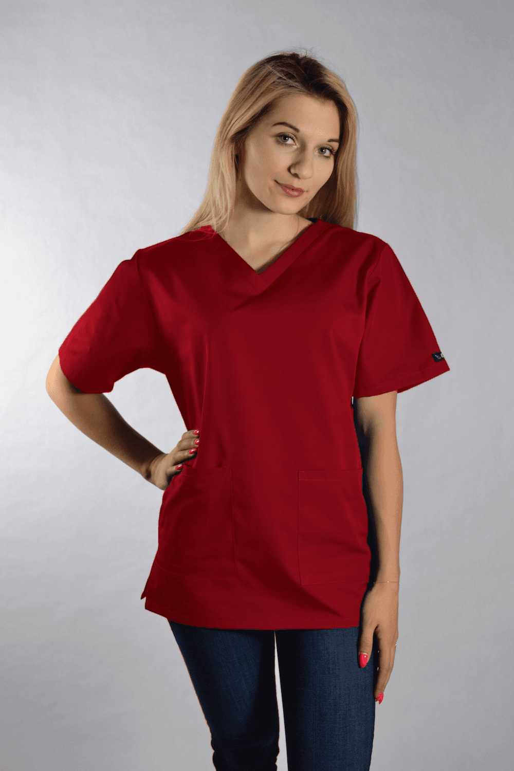 Medizinische Bluse Dori Kurzarm Rot - medizinische Damenblusen