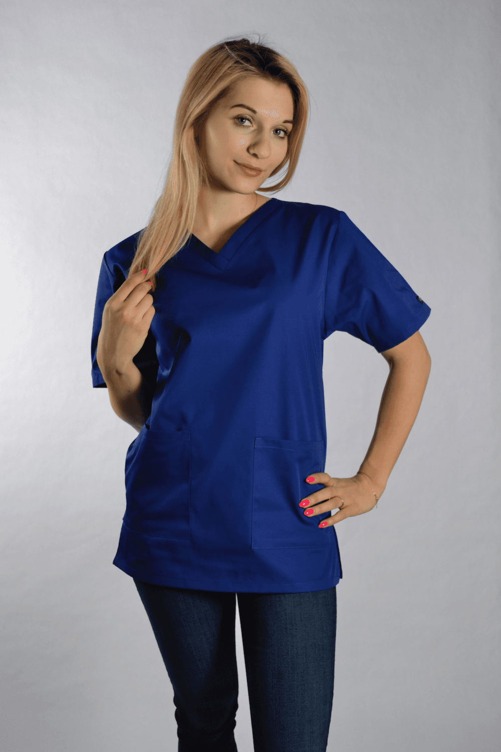 Medizinische Bluse Dori Kurzarm Blau - medizinische Damenblusen