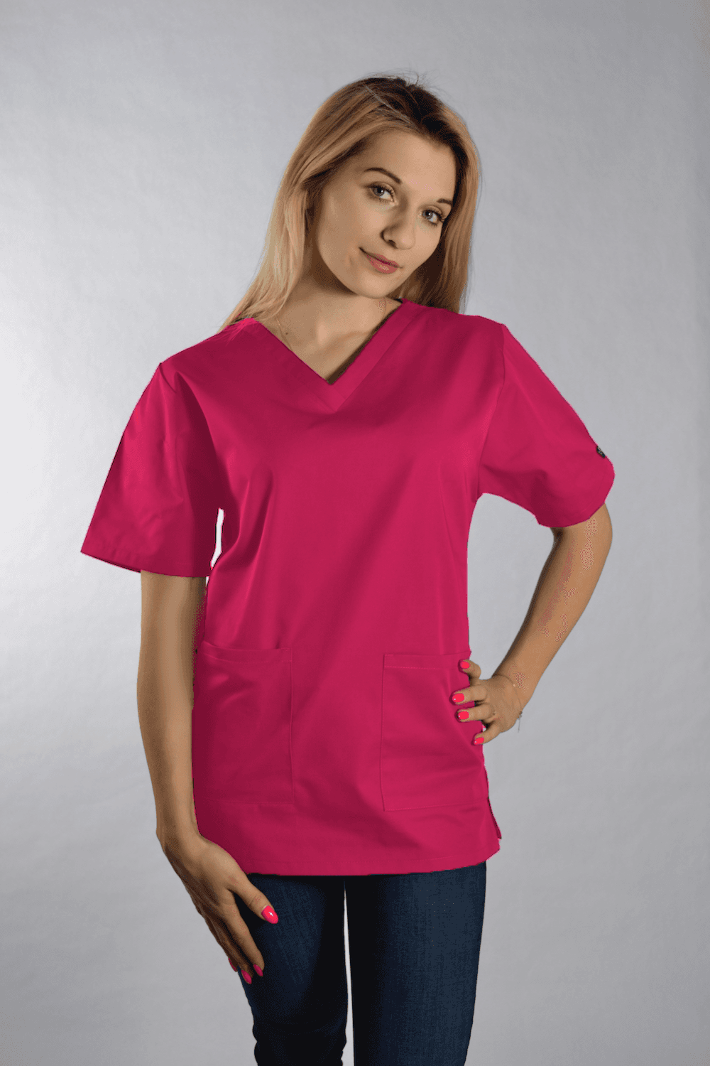 Medizinische Bluse Dori Kurzarm Rosa - medizinische Damenblusen