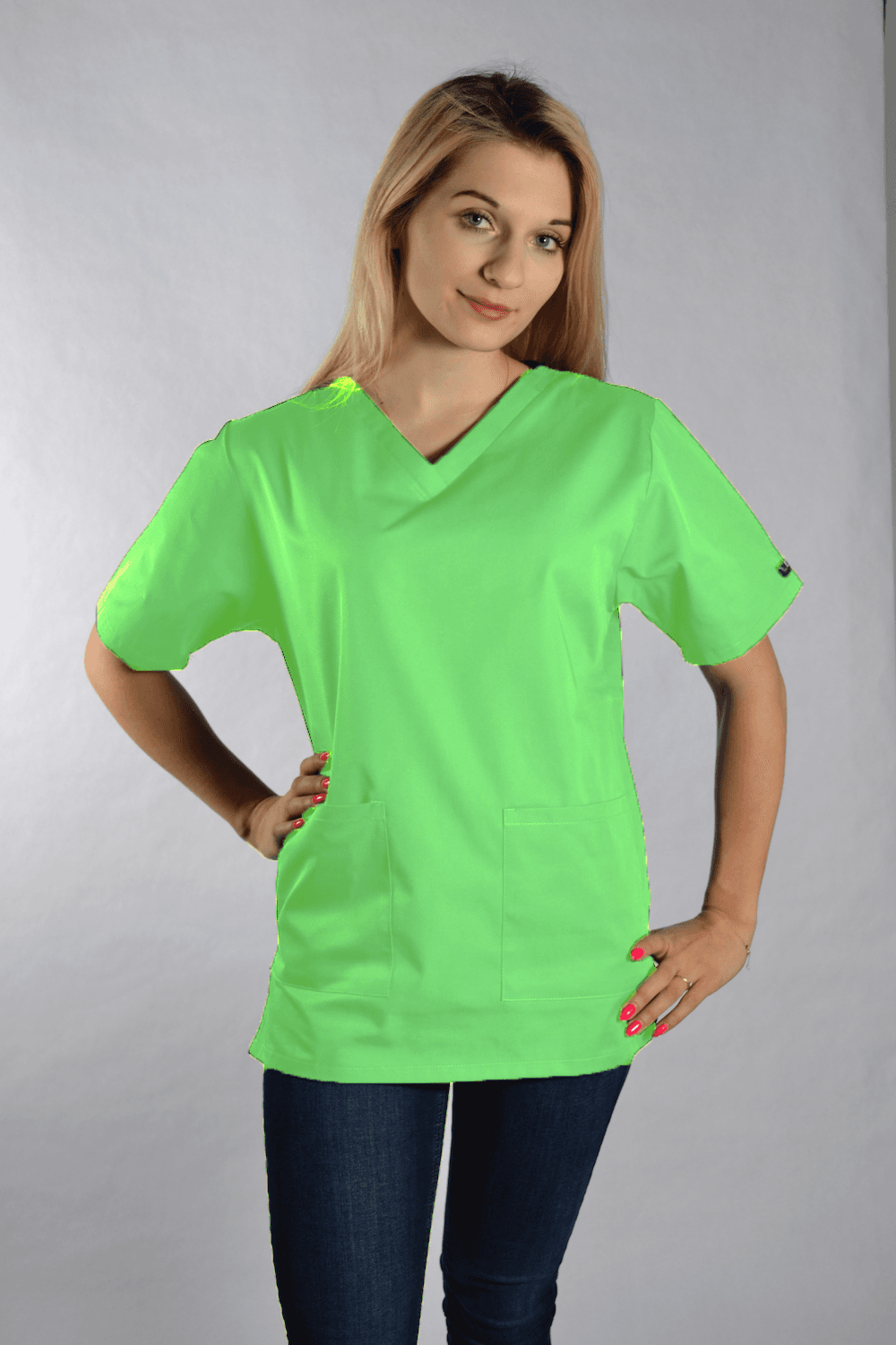Medizinische Bluse Dori Kurzarm Grün - medizinische Damenblusen