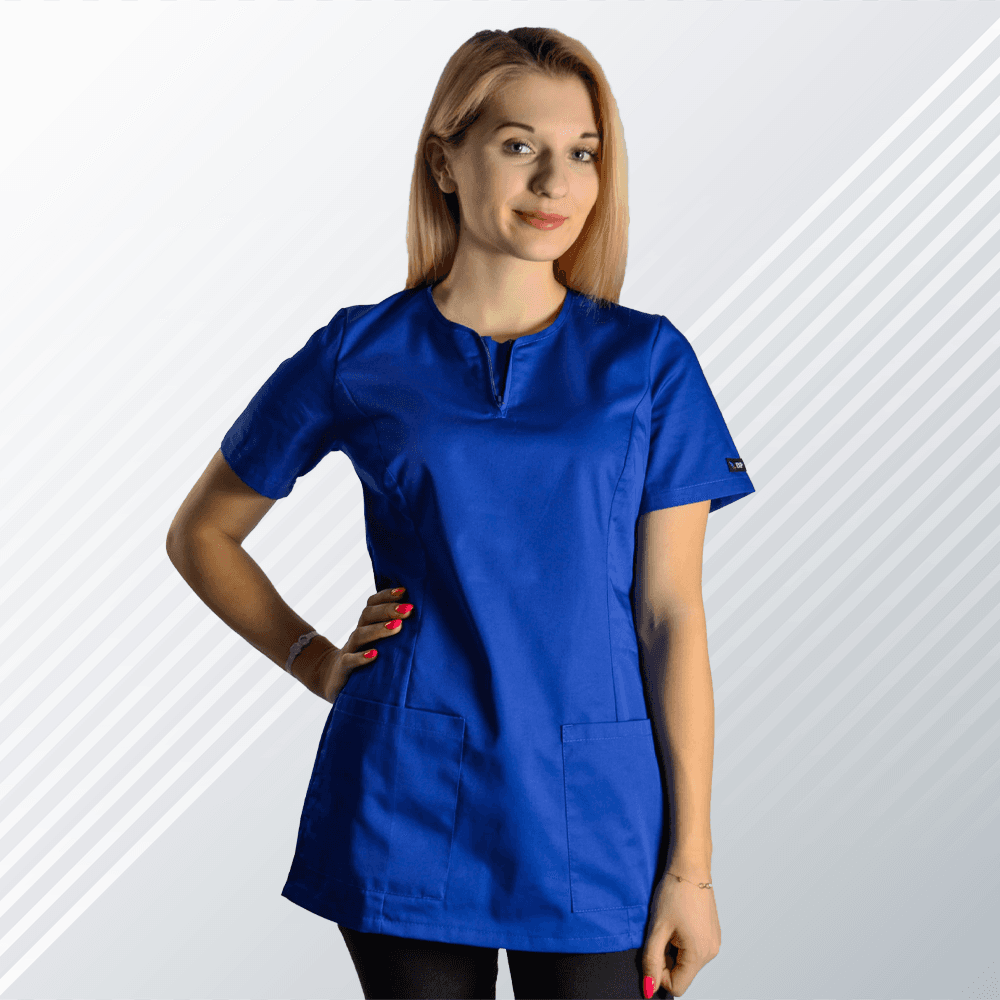 Medizinische Bluse Iwa Kurzarm Blau - medizinische Damenblusen