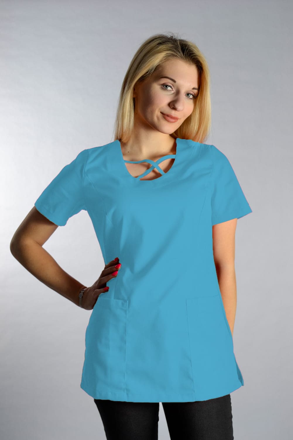 Medizinische Bluse Upper Zwei Taschen Jade - medizinische Damenblusen