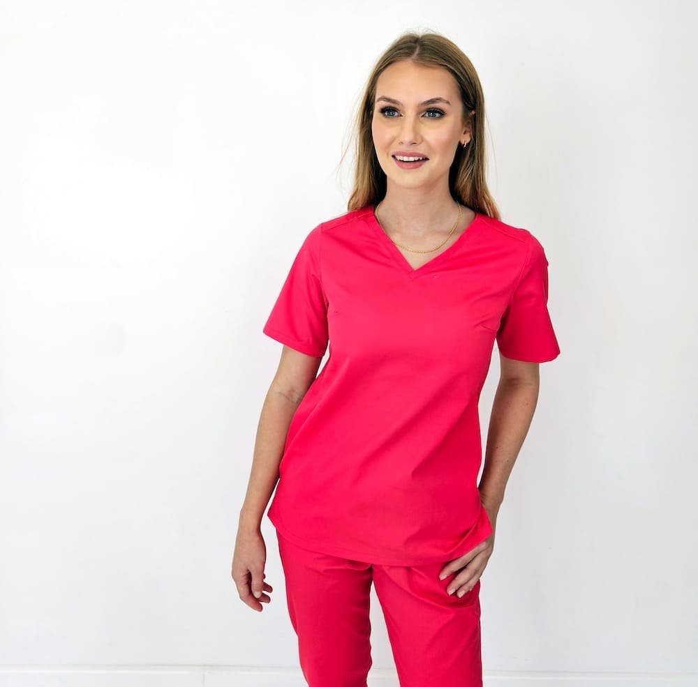 Damen-Medizinische Bluse Scrub MAGENTA - medizinische Damenblusen