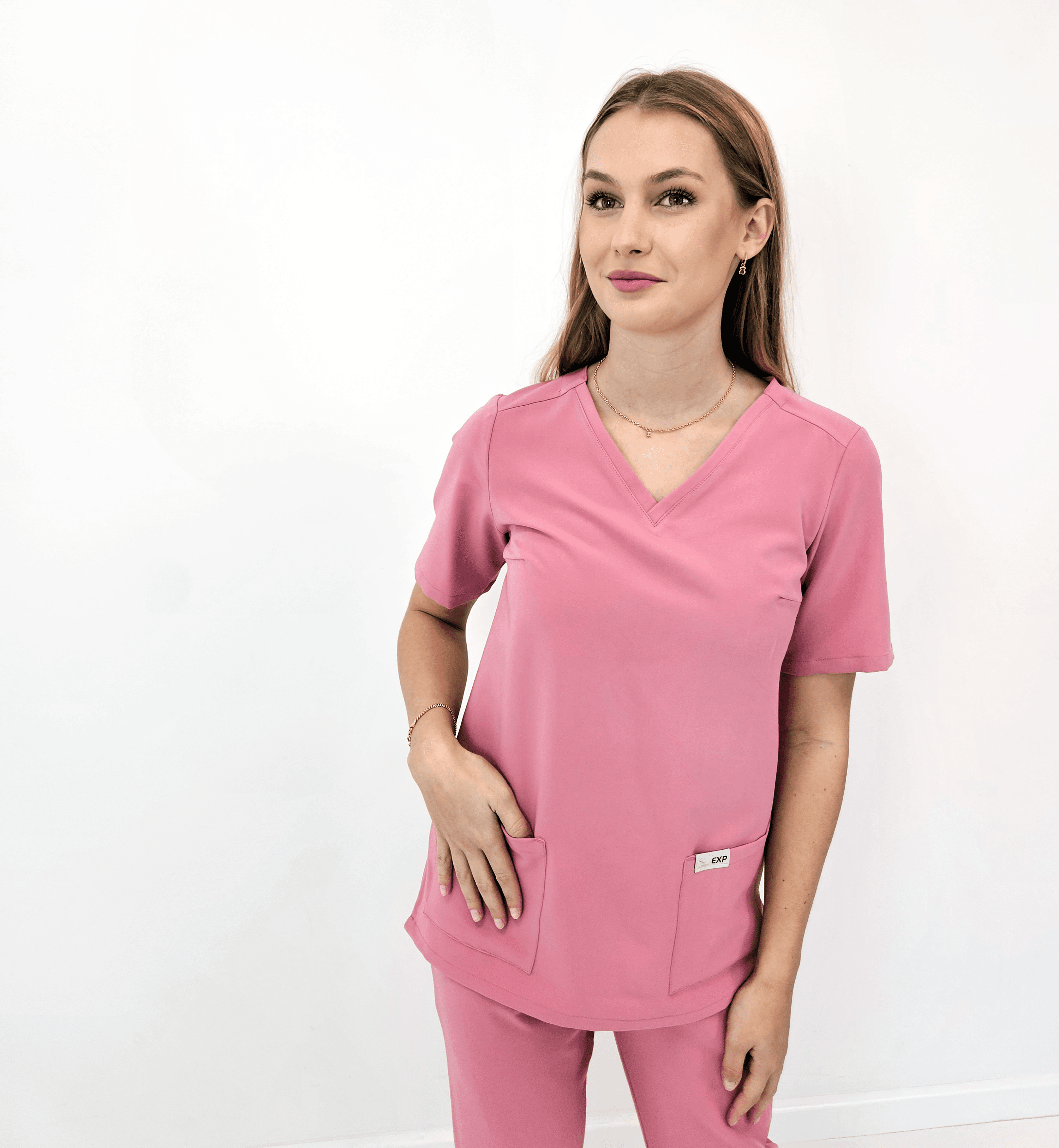 Medizinische Bluse Scrub VELVET PINK - medizinische Damenblusen